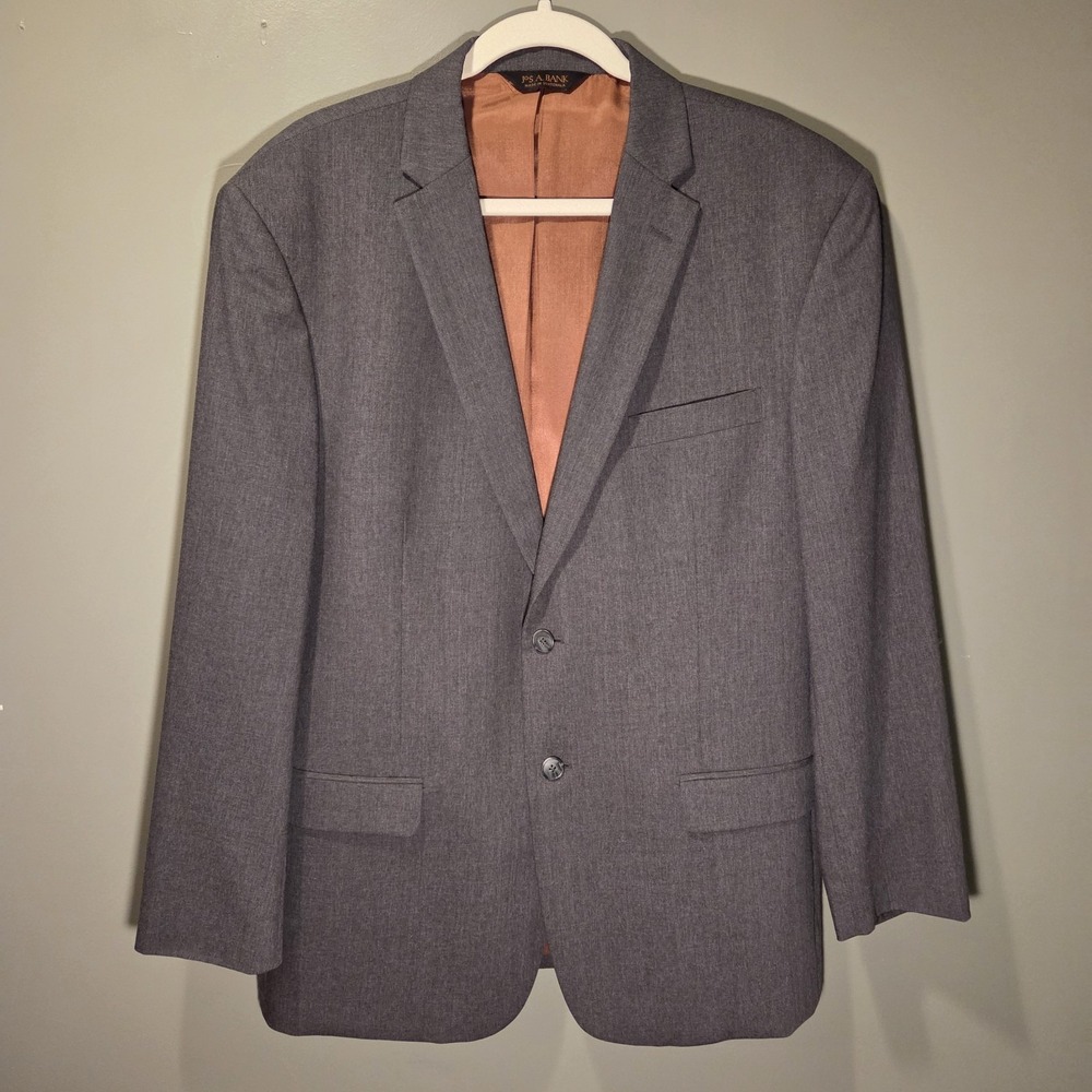 Jos A Bank 100% Wool Blazer Slim Fit Double Vent Suit Jacket Men's Size 44R Gray